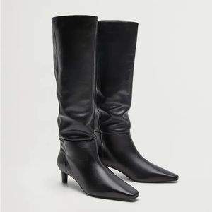 Mango Leather Boots with Tall Leg